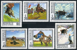 Mongolia 921-926, MNH. Mi 1016-1021. National Military Games, 1976. Paintings. - Mongolië