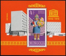 Mongolia C79, MNH.M I 987 Bl.42. UNESCO,30th Ann.1976. Girl With Book & Flowers. - Mongolia