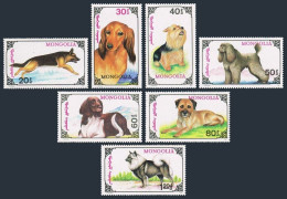 Mongolia 2045-2051, 2052 Sheet, MNH. Michel 2320-2326, Bl.175. Dogs 1991. - Mongolië