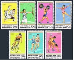 Mongolia 1677-1683,1684, MNH. Olympics Seoul-1088. Archery,Judo,Running,Cycling, - Mongolië