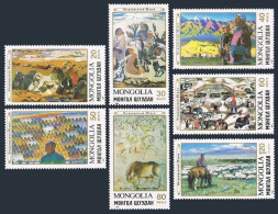 Mongolia 1821-1827,1828,MNH.Michel 2079-2085,Bl.141. Paintings 1990.Animals, - Mongolei