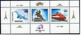 Mongolia 1740 Ac,1741 Sheets,MNH.PhilEXFRANCE-1989.Concorde Jet,High-speed Train - Mongolie