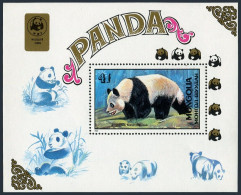 Mongolia 1776 Sheet, MNH. Michel 2039 Bl.134. Giant Panda. WWF 1989, Emblem. - Mongolei