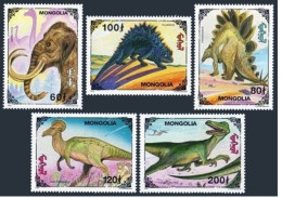 Mongolia 2182-2186,2187 Sheet,MNH.Michel 2545-2549,Bl.244. Pre-historic Animals. - Mongolie