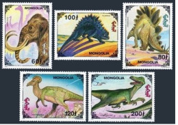 Mongolia 2182-2186,2187 Sheet,MNH.Michel 2545-2549,Bl.244. Pre-historic Animals. - Mongolei