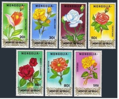 Mongolia 1661-1667, 1668, MNH. Michel 1948-1954, 1955 Bl.27. Roses 1988. - Mongolia