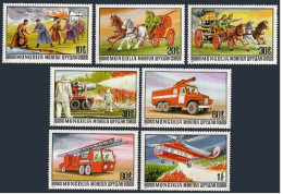 Mongolia 970-976, MNH. Mi 1091-1097. Fire Fighting, 1977. Truck,Helicopter,Pump, - Mongolië