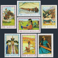 Mongolia 881-887, 888 Sheet, MNH. Michel 967-973,Bl.40. Painting 1975. - Mongolie