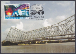 Inde India 2008 Maximum Max Card Tata Steel, Bridge, Infrastructure, Howrah Bridge, Kolkata - Lettres & Documents