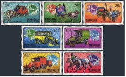 Mongolia  824-830,MNH.Michel 909-915 UPU-100,1974.Mail Transport.Coach,Trucks, - Mongolia