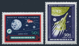 Mongolia 189-190, MNH. Michel 178-179. Lunik 3 Russian Moon Mission, 1959. - Mongolië