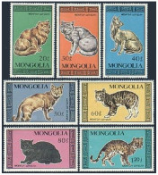 Mongolia 1613-1620, MNH. Mi 1900-1906, Bl.122. Domestic And Wild Cats, 1987. - Mongolia