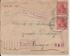 1915 - ALSACE - CONVOYEUR BAHNPOST COLMAR MAKOLSHEIM (IND 7) ZUG 2152 - ENV. CENSUREE => CHICAGO !! => REBUTS - Covers & Documents