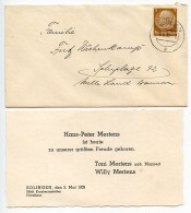 Germany 1939 Cover & Birth Announcement; Solingen To Schiplage; 3pf. Hindenburg - Covers & Documents