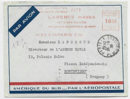 EMA C0349 18FR50 AGENCE HAVAS PARIS 1 26.III.1936 LETTRE AVION AEROPOSTALE POUR URUGUAY AU TARIF RARE - Freistempel