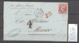 France - Lettre Le Havre Pour Mexico - 1867 - Certificat Roumet - 1849-1876: Période Classique