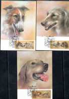 RUSSIA URSS RUSSIE 1988 HUNTING DOGS CANI DA CACCIA COMPLETE SET SERIE COMPLETA MAXI MAXIMUM CARD CARTE - Maximumkaarten