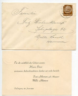 Germany 1939 Cover & Thank You Card; Solingen To Schiplage; 3pf. Hindenburg - Briefe U. Dokumente