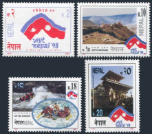 Nepal 606-609,MNH.Mi 642-645. Tourism,1998.Upper Mustang;Rafting,Changunarayan. - Nepal