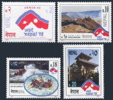 Nepal 606-609,MNH.Mi 642-645. Tourism,1998.Upper Mustang;Rafting,Changunarayan. - Népal