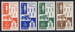 Nepal 159-162, MNH. Mi 168-171. FAO Freedom From Hunger Campaign 1963. Tractor, - Népal