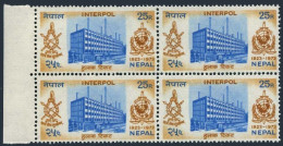Nepal 274 Block/4,MNH.Michel 289. INTERPOL,50th Ann.1973.Headquarters. - Népal