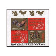 Philippines 2208a Perf, Imperf Sheets, MNH. New Year 1993, Lunar Year Of Roster. - Filippine