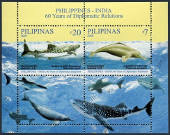 Philippines 3247 Sheet, MNH. Marine Mammals 2009. Whale Shark, Gangetic Dolphin. - Filipinas