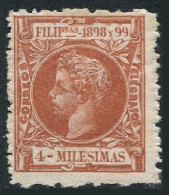 Philippines 195,hinged.Michel 190. King Alfonso XIII,1898. - Filipinas