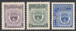 Philippines 557-559, MNH. Michel 525-527. Arms Of Manila, 1941. - Filipinas