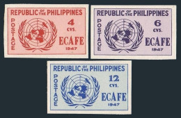 Philippines 516a-518a,MNH.Mi 476B-478B, UN ECAFE Commission,1947.UN Emblem. - Philippines