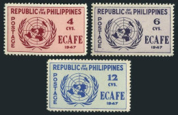 Philippines 516-518, Hinged. Mi 476A-478A, UN ECAFE Commission, 1947. UN Emblem. - Philippines