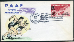 Philippines 847 FDC.Mi 686. Amateur Athletic Federation,50th Ann.1961.Airplanes. - Philippines