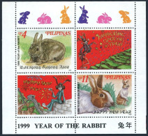 Philippines 2577a, 2577a Imperf Sheets. MNH. New Year 1999 Lunar Year Of Rabbit. - Filippijnen