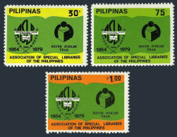 Philippines 1398-1400,MNH.Michel 1276-1278. Special Libraries,Reader,Emblem,1979 - Filippine