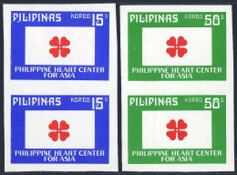 Philippines 1245a-1246a Imperf Pairs,MNH. Heart Center For Asia,1975.Clover. - Filippine