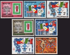 Philippines Michel XVI-XXIII,MNH. Olympics Mexico-1968. Flags, Map, Discobol, - Philippinen