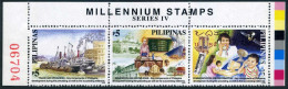 Philippines 2709 Ac Strip,MNH. Millennium,2000.Ships.Satellite. - Filipinas