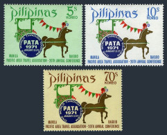 Philippines 1083-1085,MNH.Michel 950-952. Pacific Travel Association,1971.Horse. - Philippinen