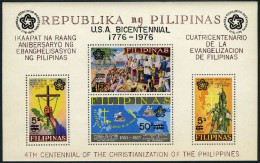 Philippines C108 Black,C108 Red,MNH. Michel Bl.9a-9b. USA-200, 1976. Ships, Map, - Philippinen