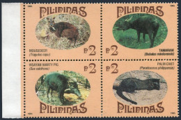 Philippines 2352 Ad,2353, MNH. Michel 2498-2501,Bl.83. Wildlife 1995. Mousedeer, - Filippine
