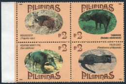 Philippines 2352 Ad,2353, MNH. Michel 2498-2501,Bl.83. Wildlife 1995. Mousedeer, - Philippinen