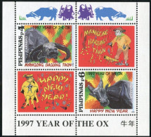 Philippines 2446-2447,2447a Perf,imperf,MNH. New Year 1996,Lunar Year Of The Ox. - Philippinen