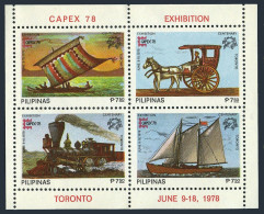 Philippines 1350,1350e Sheets,MNH.Mi Bl.12A-12B. CAPEX-1978,Ships,Locomotive, - Philippinen