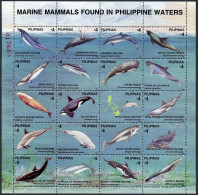 Philippines 2542 Sheet, 2543, MNH. Marine Mammals 1998. Dolphins, Whales,Dugong. - Philippines