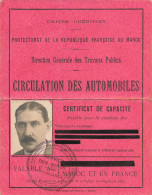 CERTIFICAT DE CAPACITE CIRCULTION DES AUTOMOBILES.  CASABLANCA 1930 - Documentos Históricos