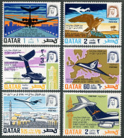 Qatar 206-211, Hinged. Mi 413-418. Gulf Aviation Company, 1st Flight To London. - Qatar