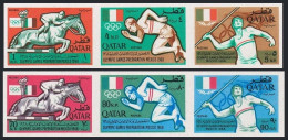 Qatar 103-103A Imperf Strips,MNH. Olympics Mexico-1968.Equestrian,Javelin, - Qatar