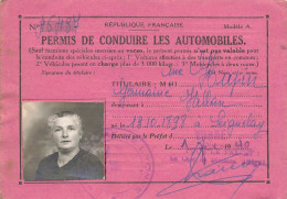 PERMIS DE CONDUIRE LES AUTOMOBILES.  YONNE. 1940 - Documenti Storici