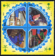 Saudi Arabia 1046 Ad Block, MNH. Mi 874-877. Vocational Training, 1987. Welding, - Saudi Arabia